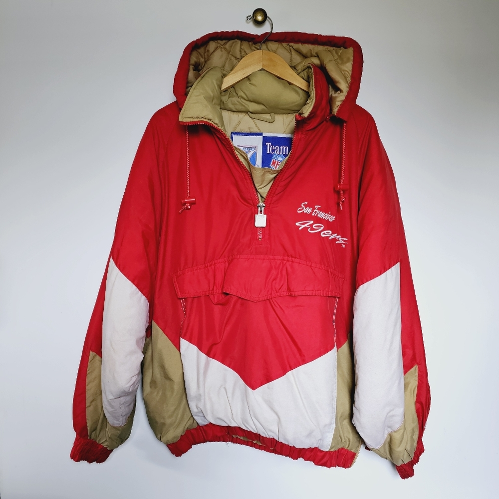 Vintage Logo 7 Retro 49ers San Francisco  Bomber Pullover Coat Team NFL